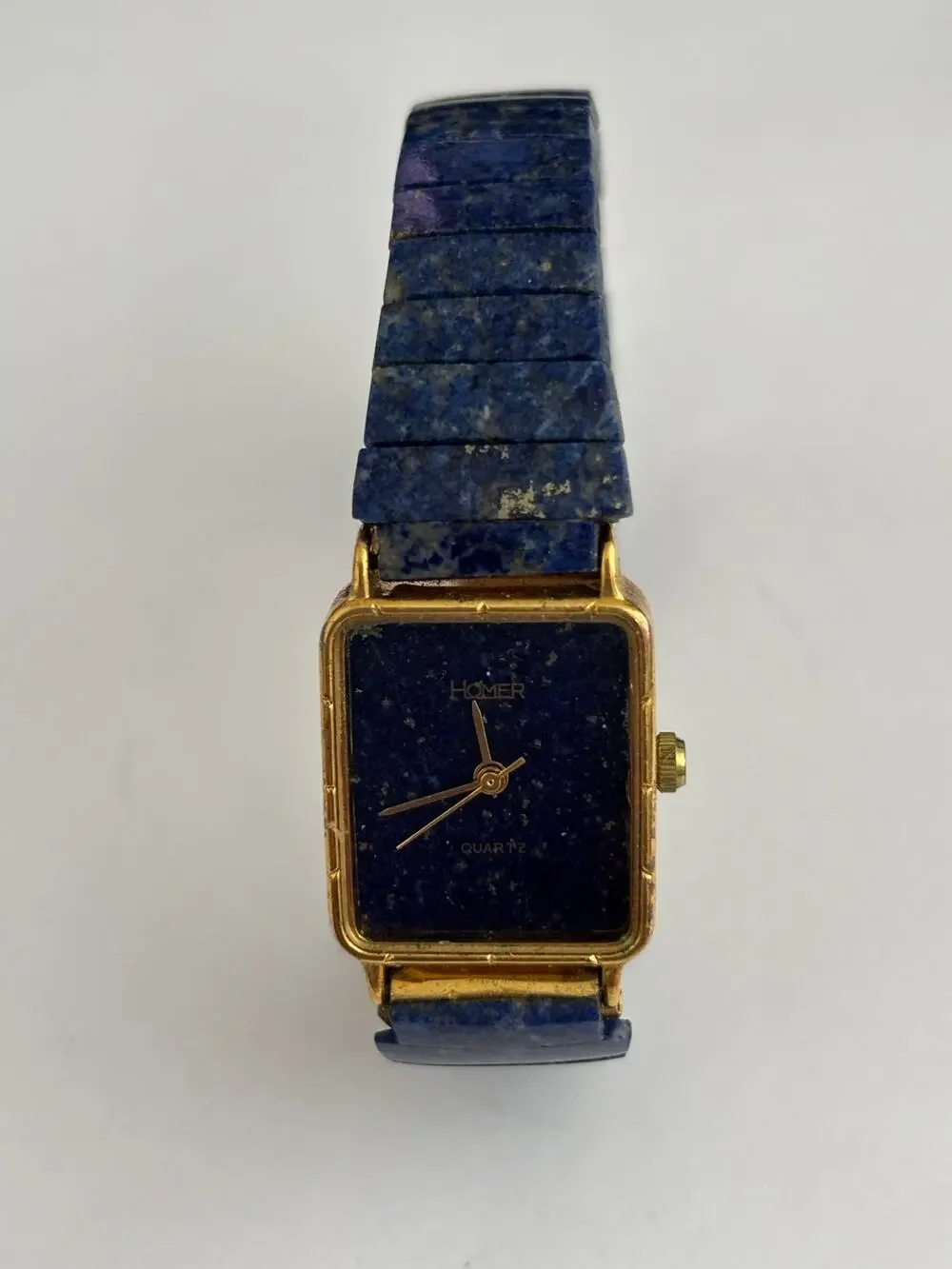 Vintage Homer Watch Genuine Lapis Lazuli Dial Stretch Bracelet